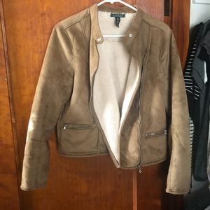 Lauren by Ralph Lauren Faux Suede Sherpa Jacket